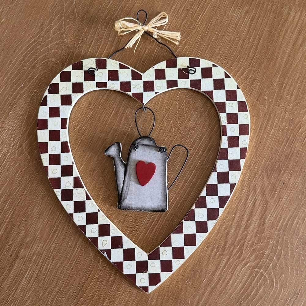 Wooden Folk Art Heart & Seasonal Ornament Set